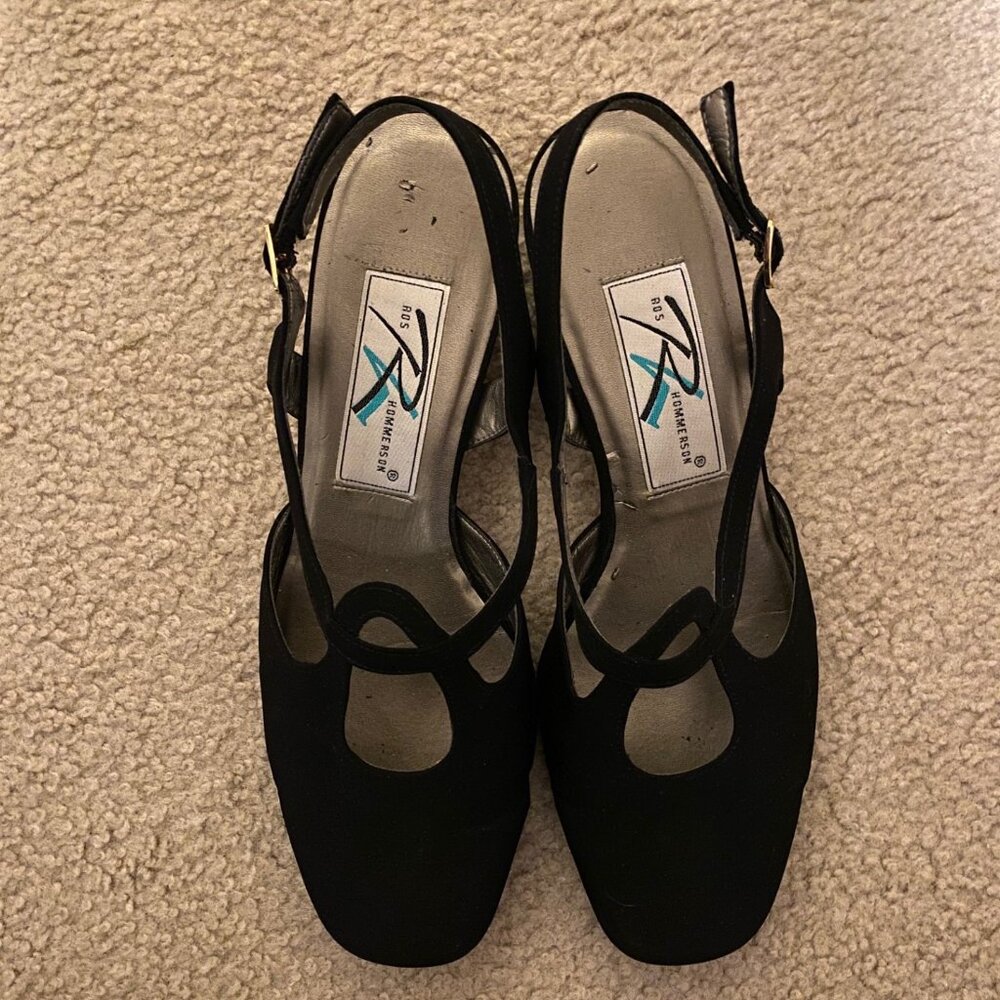 Black Microfiber Ros Hommerson Sling Sandals size 8-1/2 W